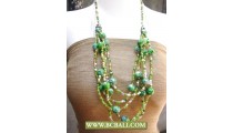 Green Stone and Beading Necklaces Fashion